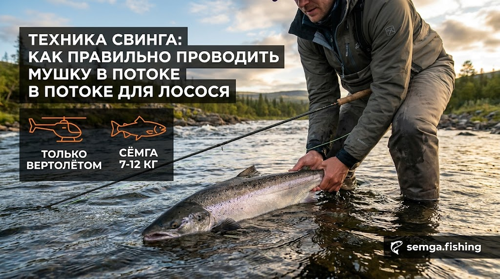 Техника свинга: как правильно проводить мушку в потоке для лосося